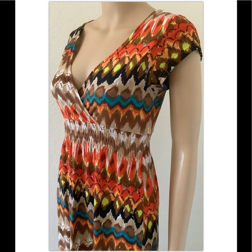 Cristina Love dress womens sz Small multicolor short sleeve maxi casual wear